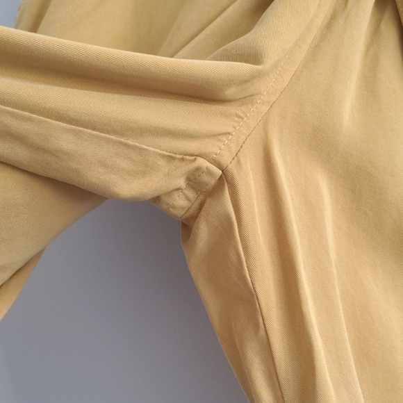 THREAD + SUPPLY | Wide Leg Pants Pull On Paperbag Waist Pockets,Mustard, Women L - Picture 6 of 13
